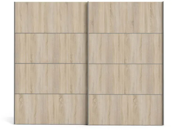 TVILUM Verona skyvedørsgarderobe - eik/hvitt tre, 2 skyvedører, bred